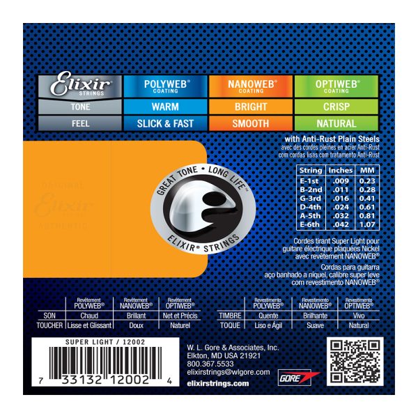 Elixir 16540 Electric Nanoweb Nickel Super Light 9 42 3 Pack